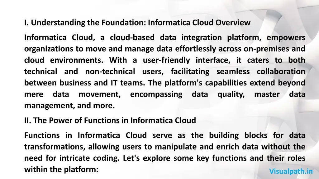i understanding the foundation informatica cloud