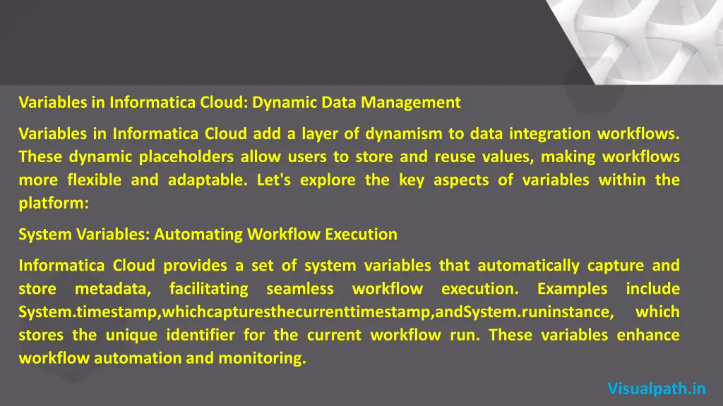 variables in informatica cloud dynamic data