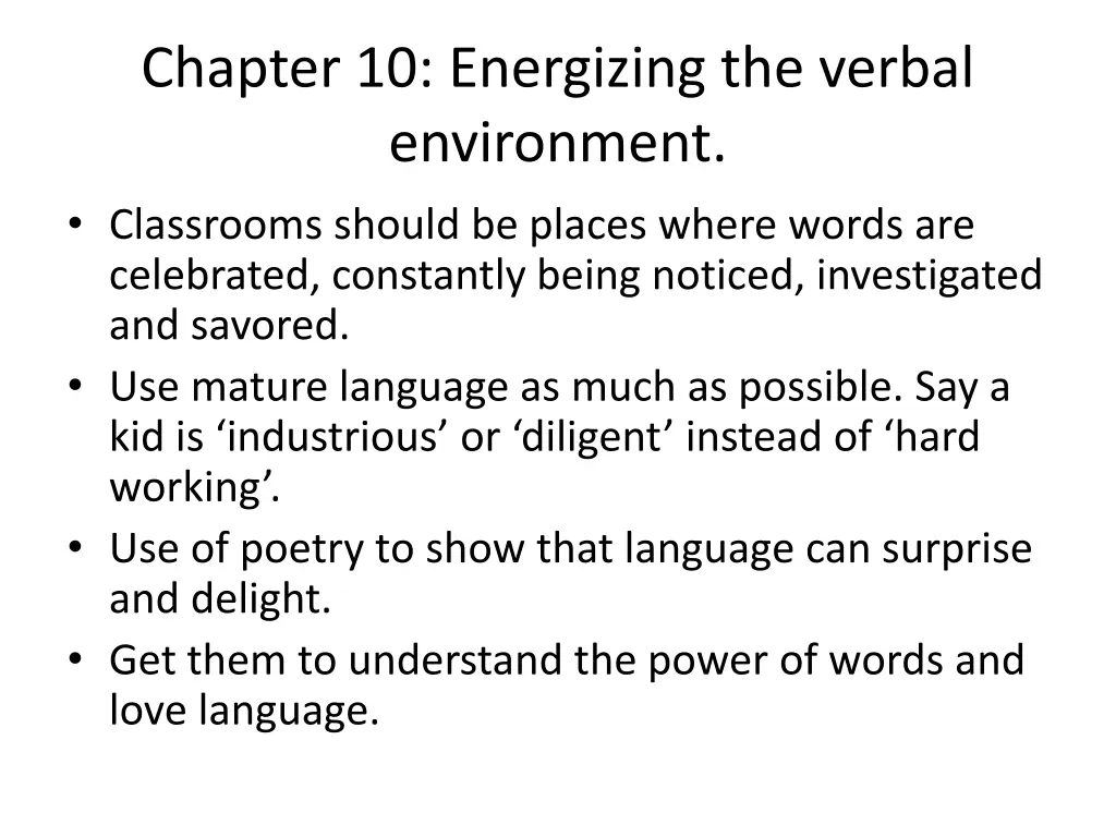 chapter 10 energizing the verbal environment