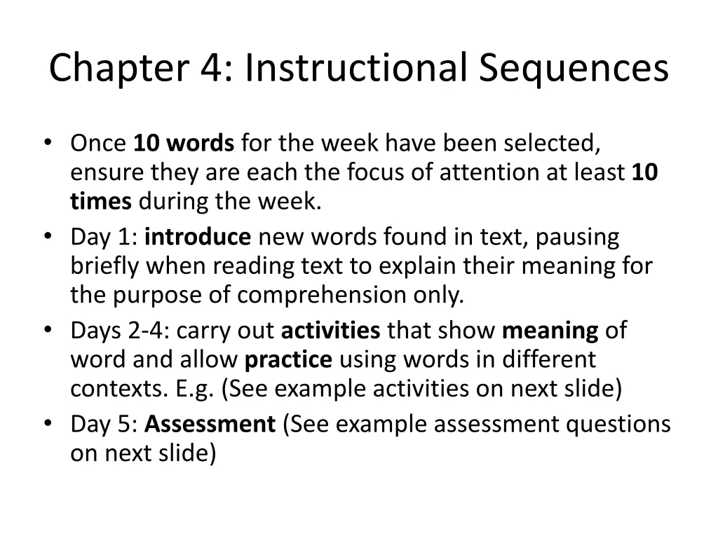 chapter 4 instructional sequences