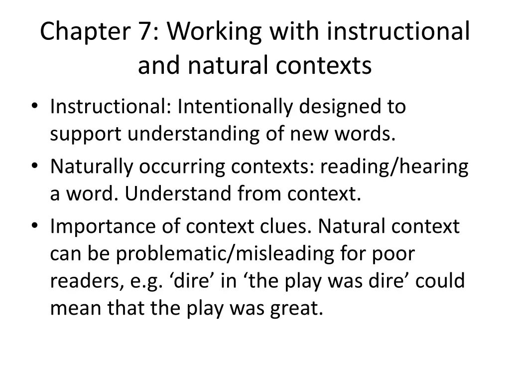 chapter 7 working with instructional and natural