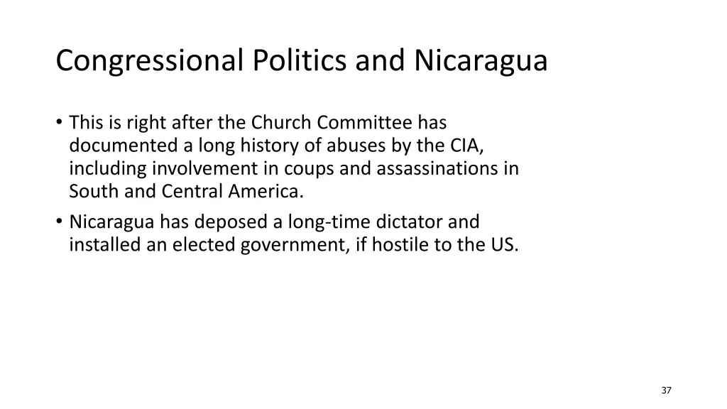 congressional politics and nicaragua