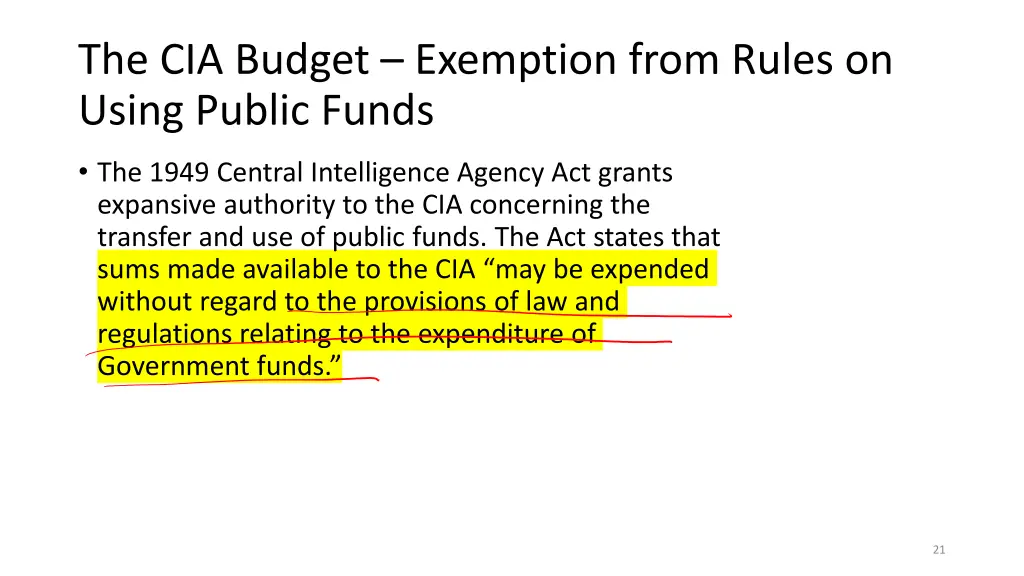 the cia budget exemption from rules on using