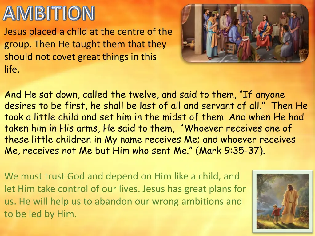 jesus placed a child at the centre of the group