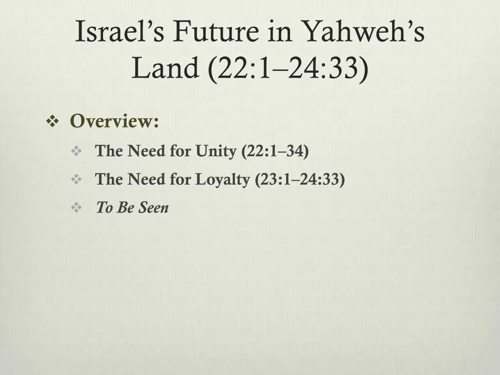 israel s future in y ahweh s land 22 1 24 33