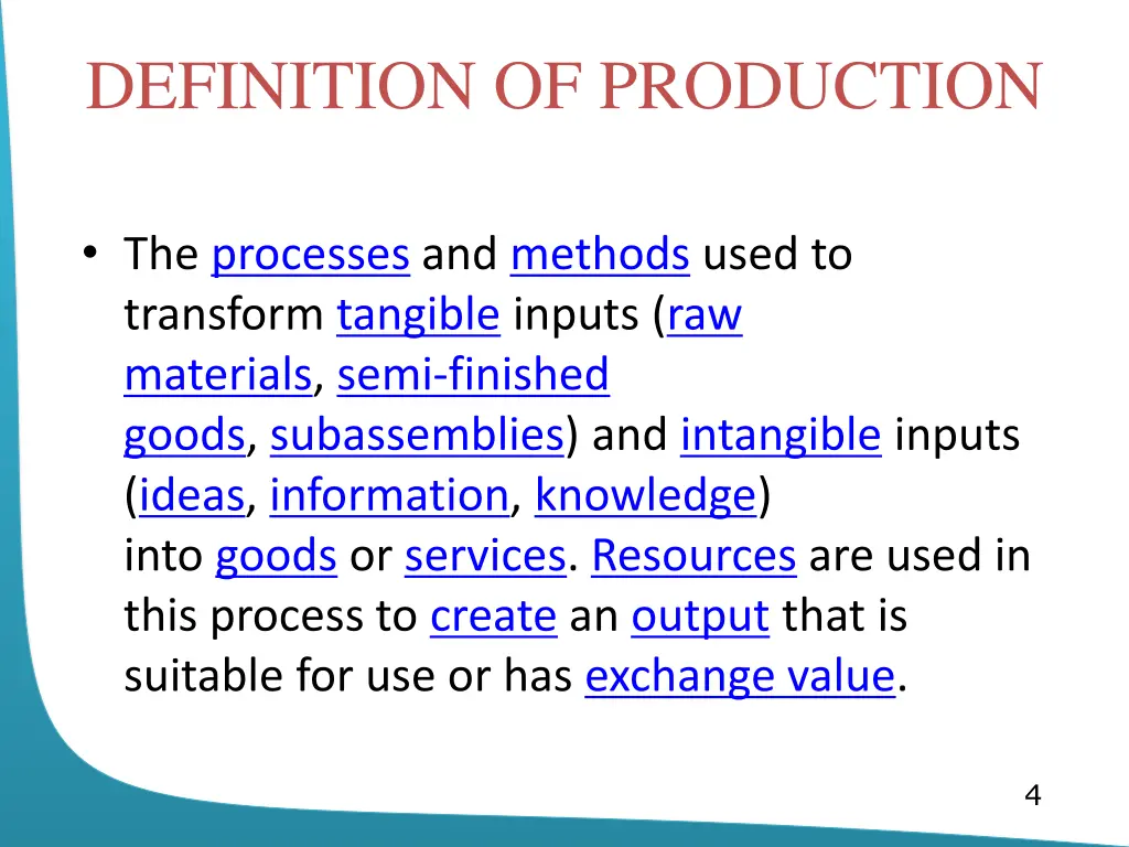 definition of production