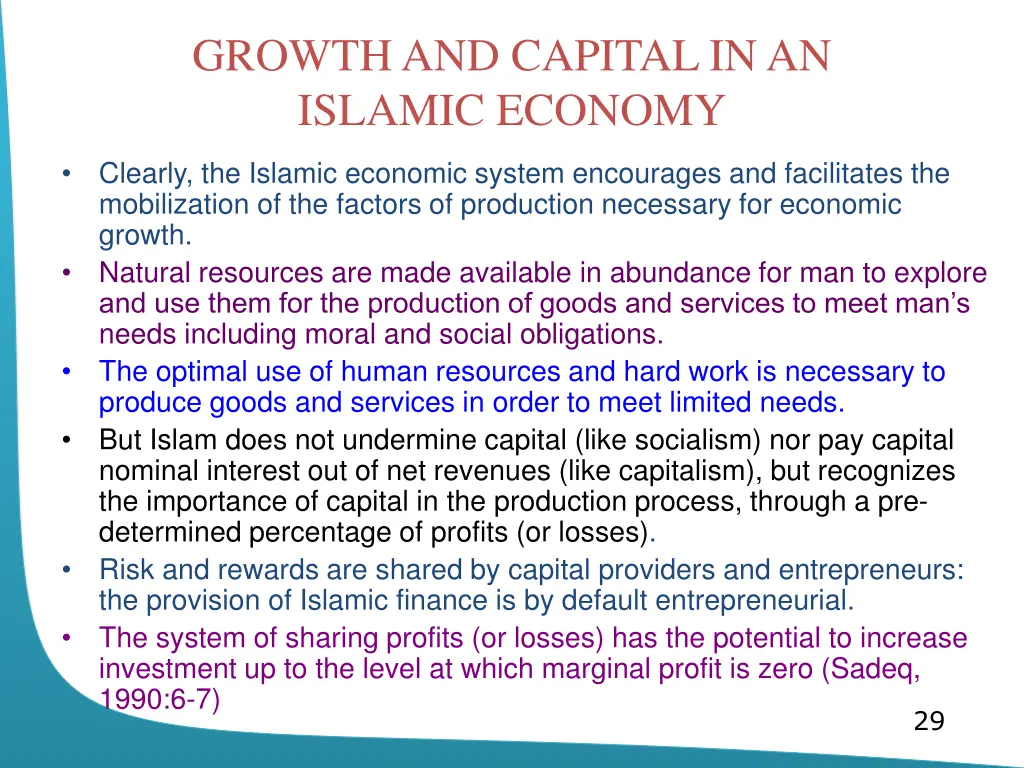 growth and capital in an islamic economy