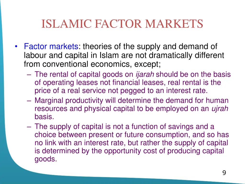 islamic factor markets