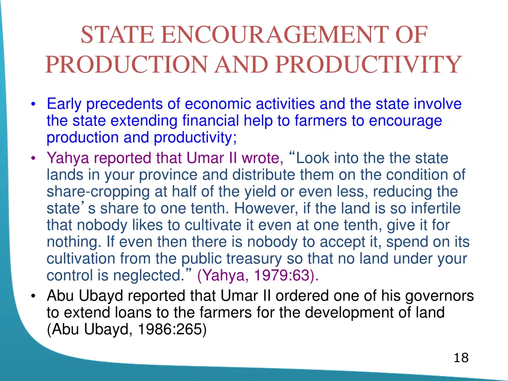 state encouragement of production and productivity