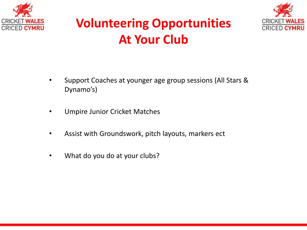 volunteering opportunities at your club