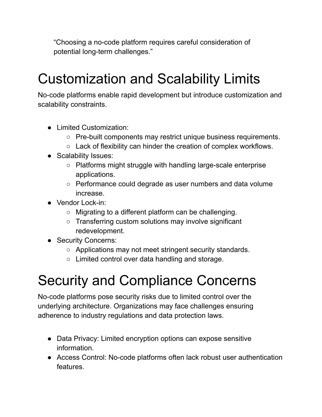 choosing a no code platform requires careful