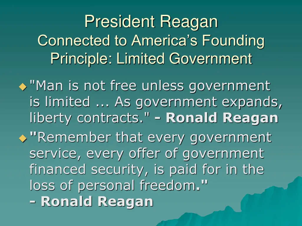 president reagan connected to america s founding