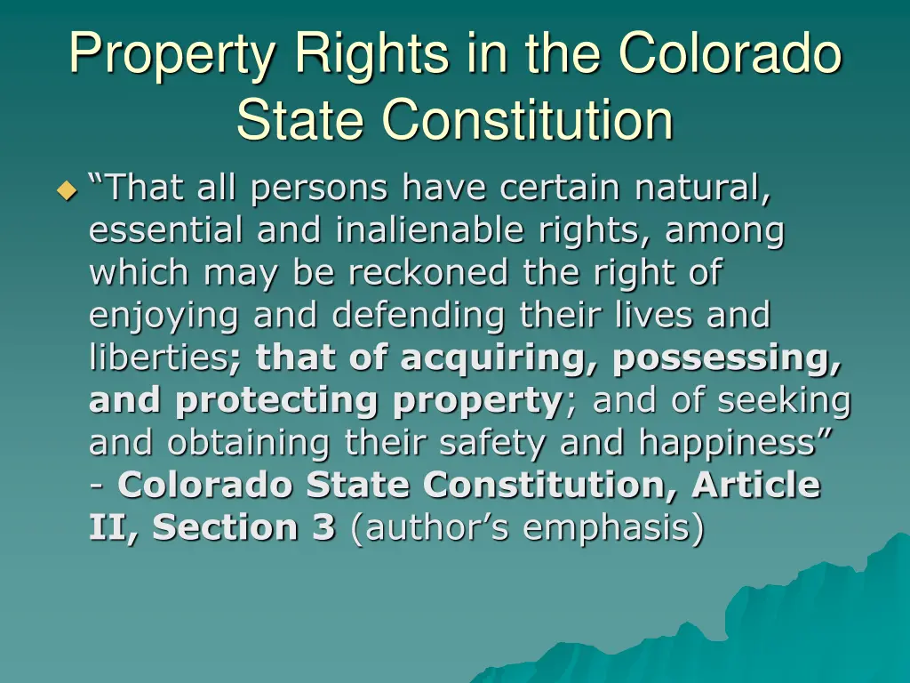 property rights in the colorado state constitution