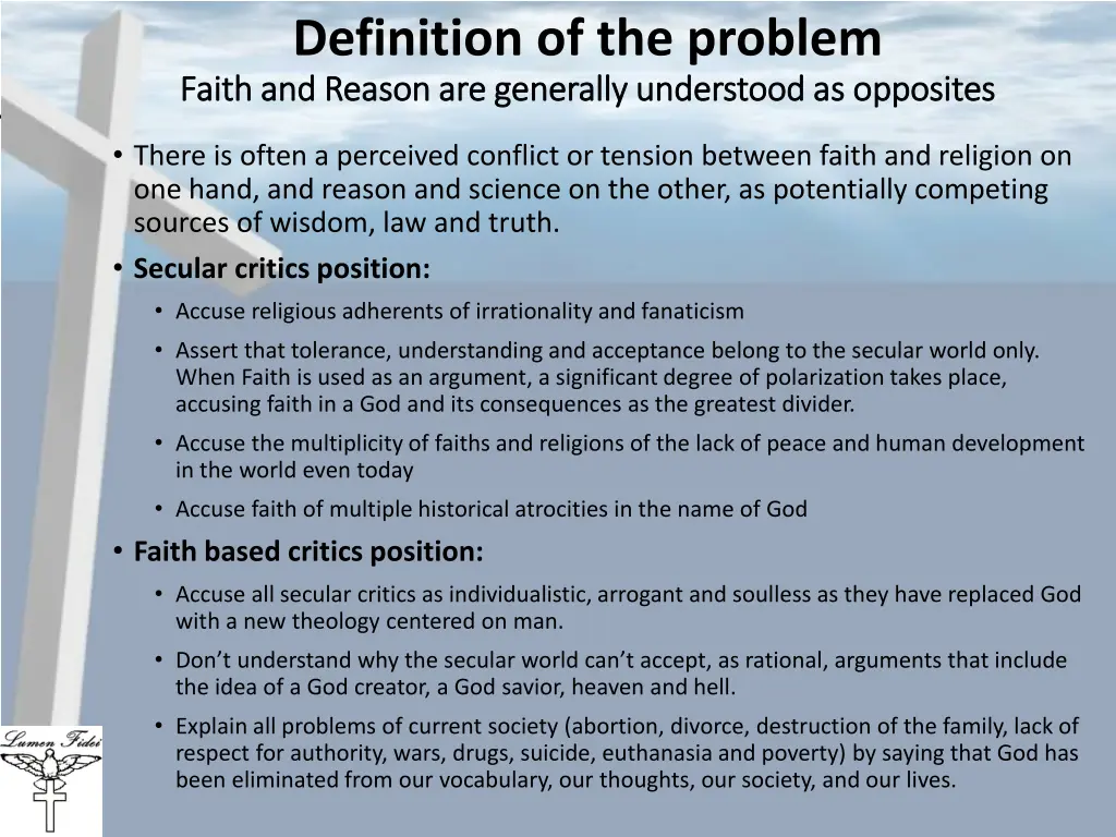 definition of the problem faith and reason