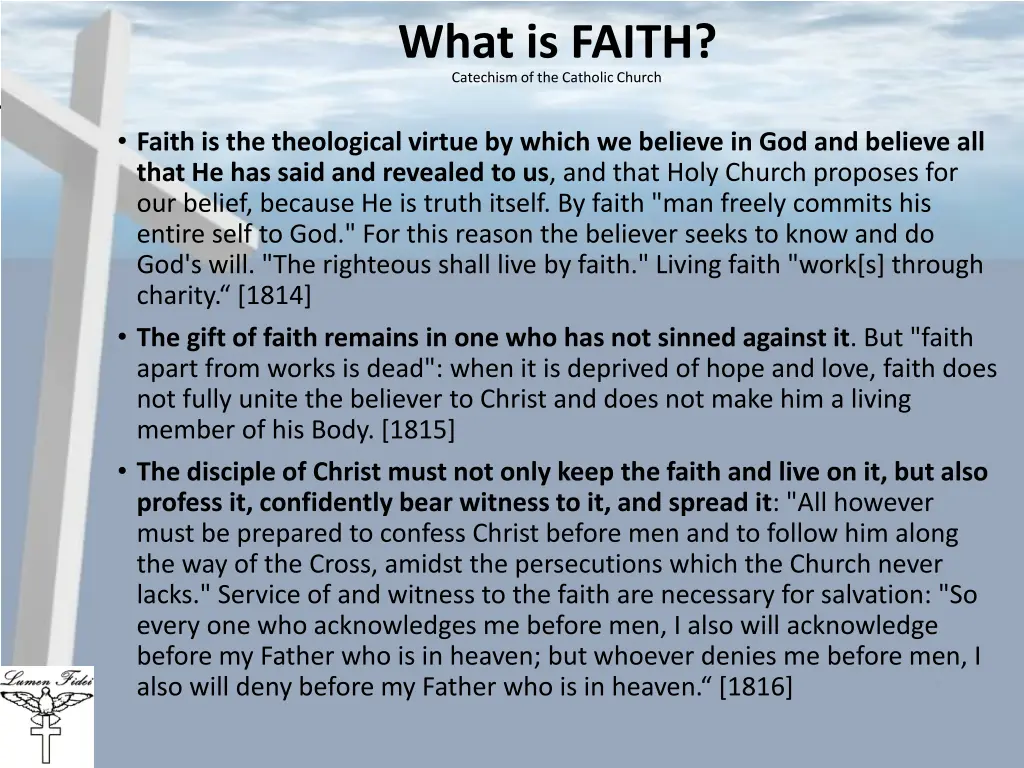 what is faith catechism of the catholic church