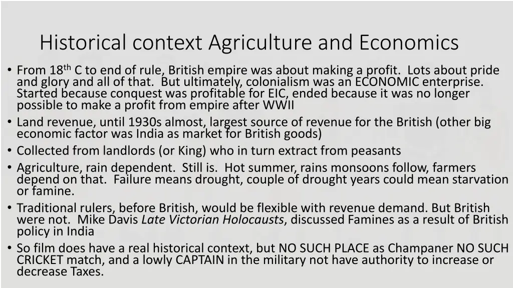 historical context agriculture and economics from