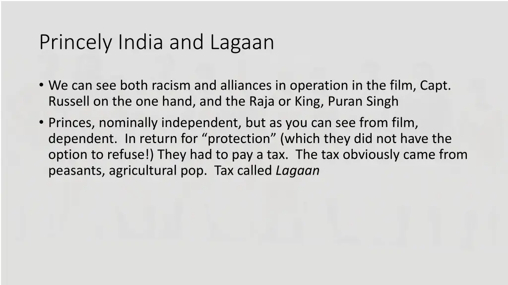 princely india and lagaan