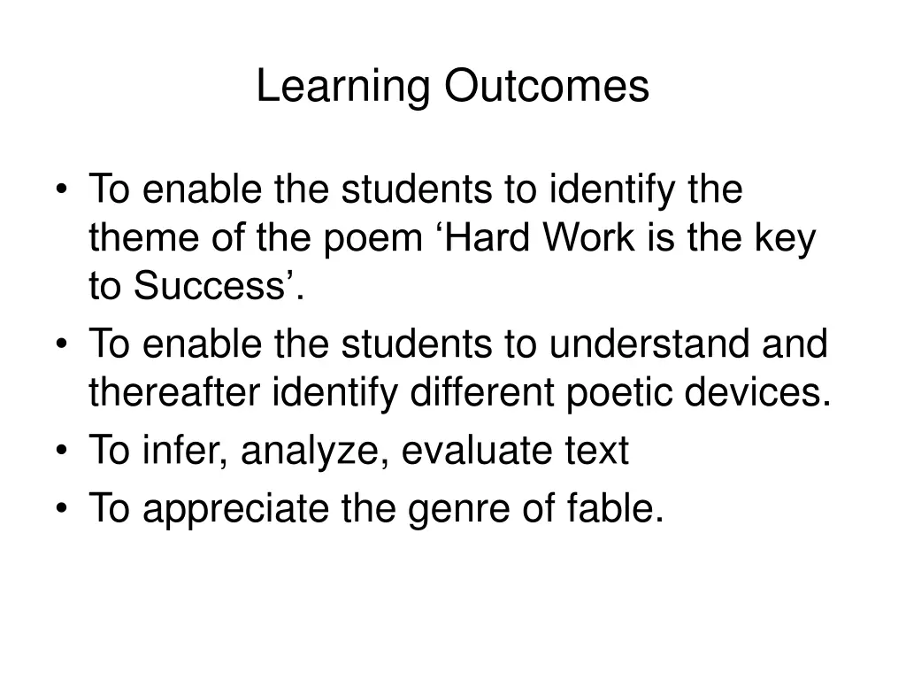 learning outcomes