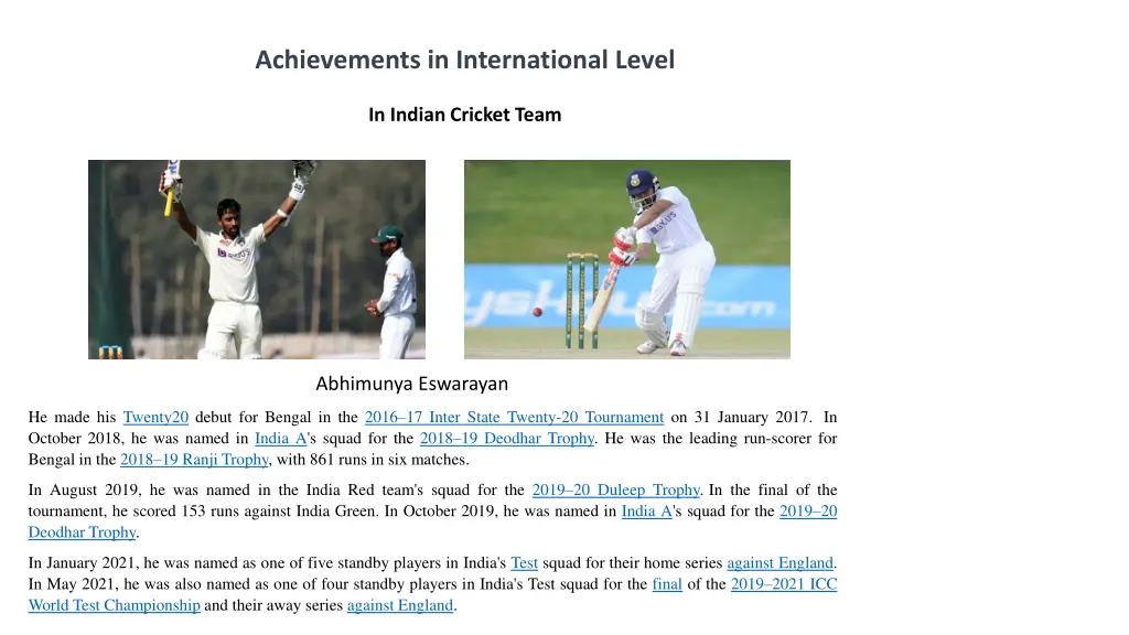 achievements in international level