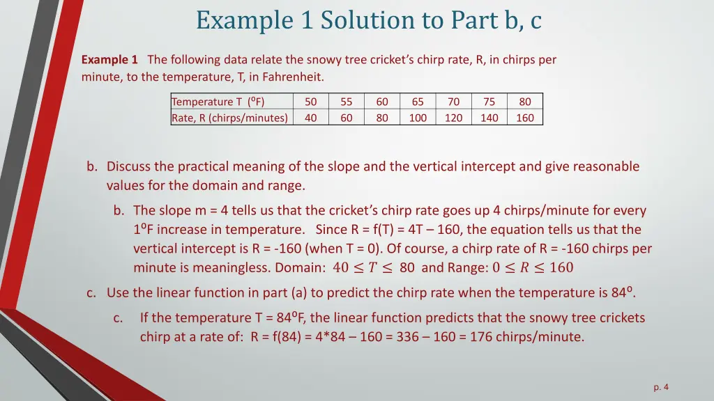 example 1 solution to part b c