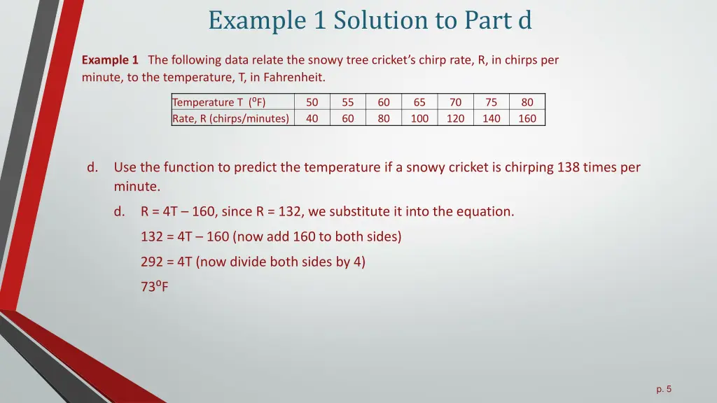 example 1 solution to part d