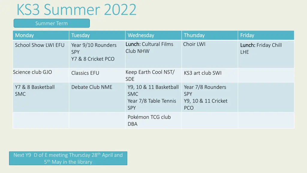 ks3 summer 2022 summer term