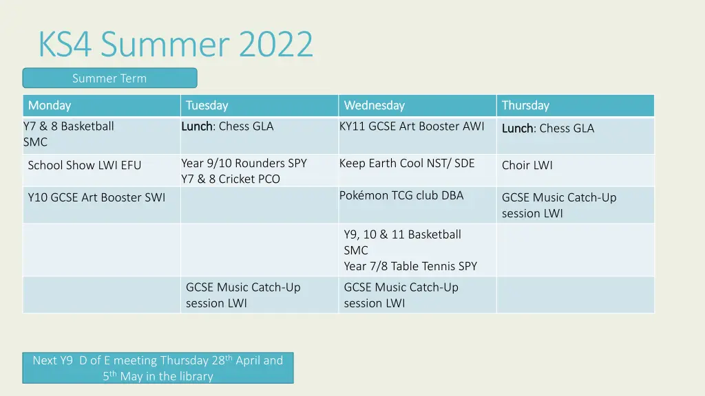 ks4 summer 2022 summer term