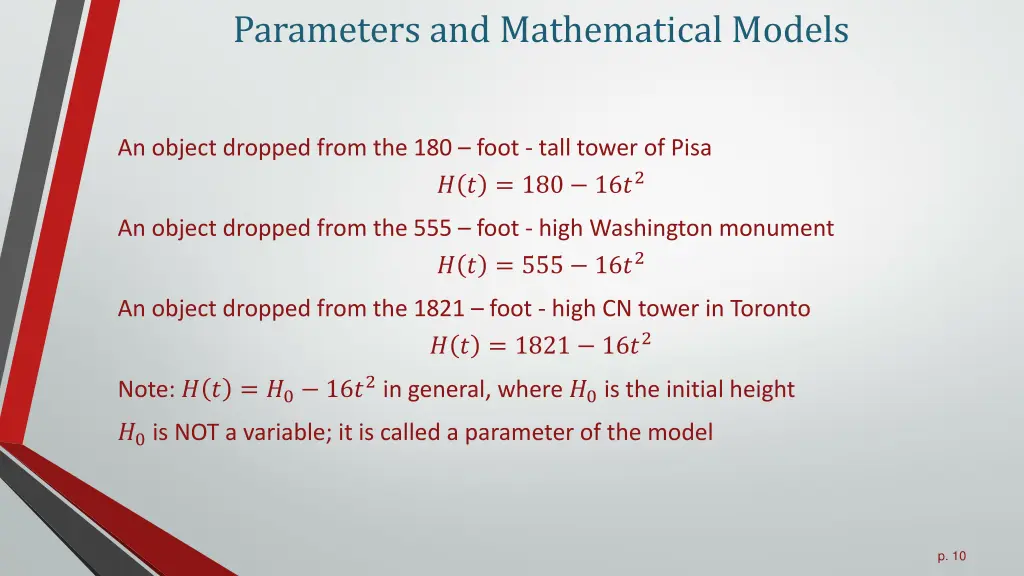 parameters and mathematical models