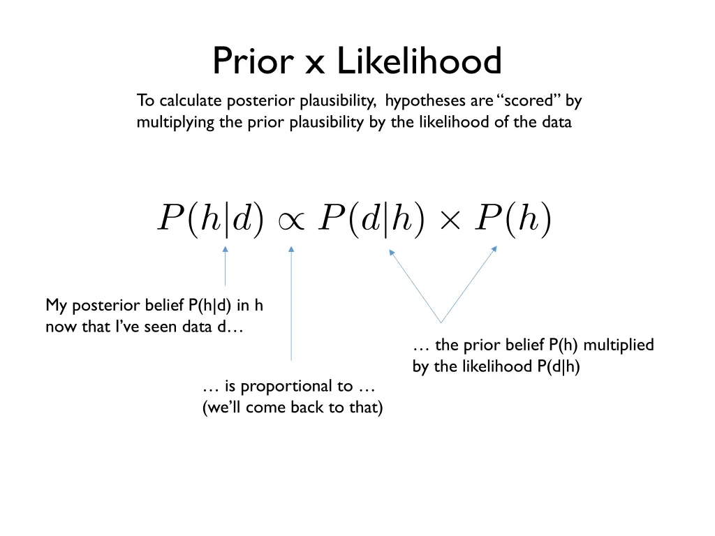 prior x likelihood to calculate posterior