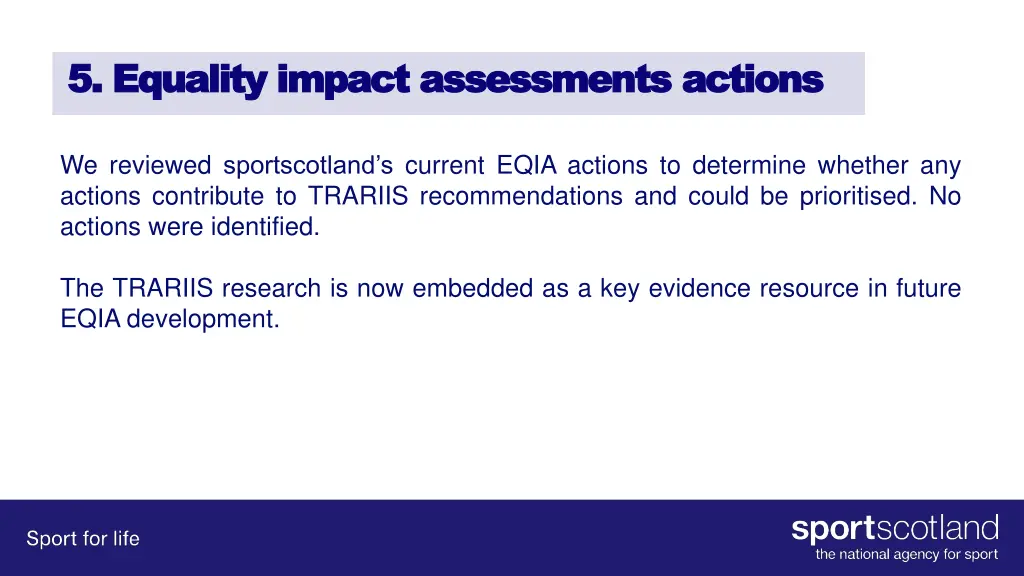 5 equality impact assessments actions 5 equality