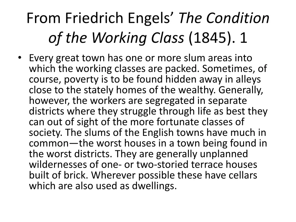 from friedrich engels the condition