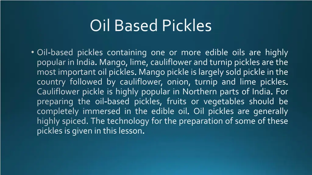 oil based pickles