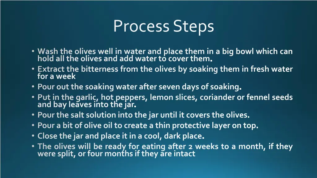 process steps