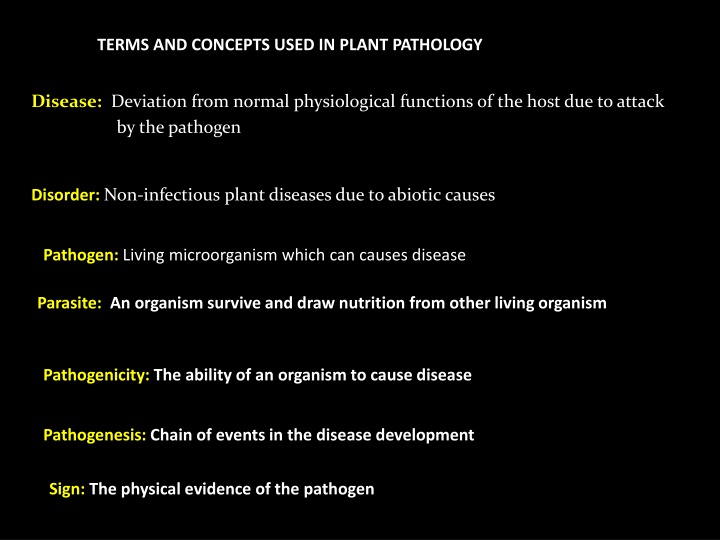 terms and concepts used in plant pathology