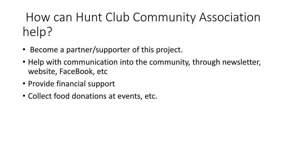 how can hunt club community association help