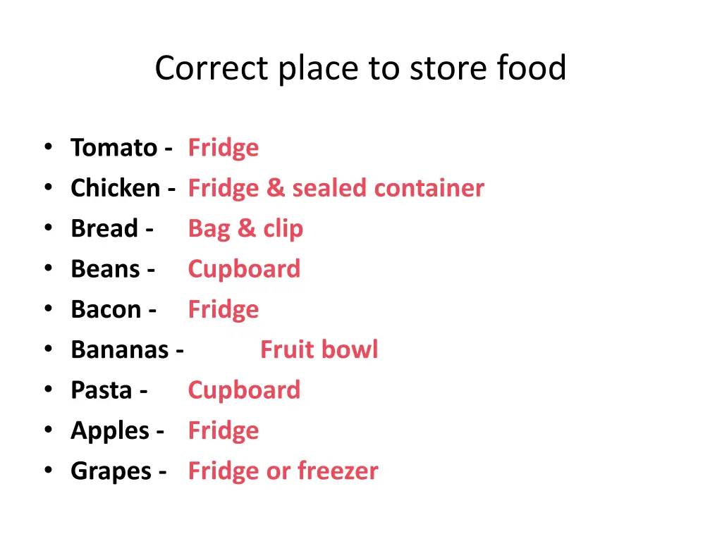 correct place to store food 1