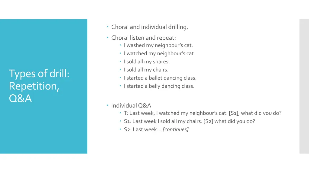 choral and individual drilling