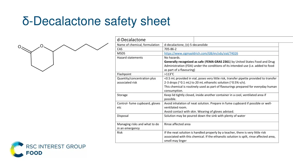 decalactone safety sheet