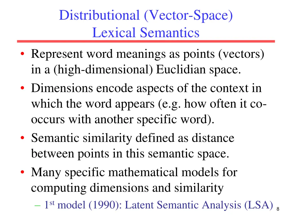 distributional vector space lexical semantics