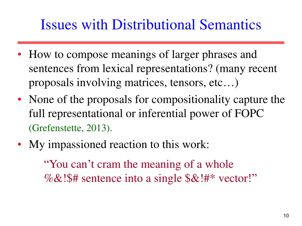 issues with distributional semantics