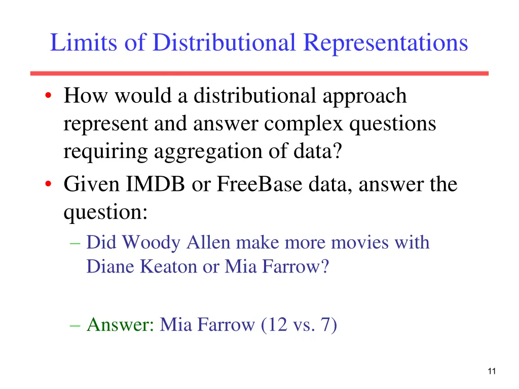 limits of distributional representations