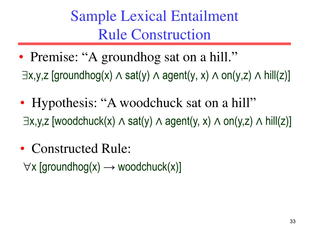 sample lexical entailment rule construction