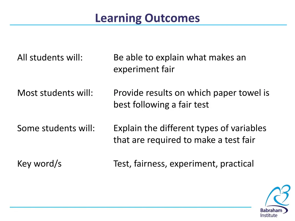 learning outcomes