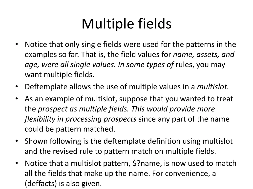 multiple fields