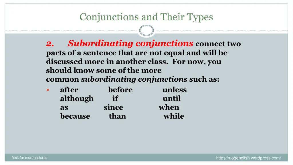 conjunctions and their types 1