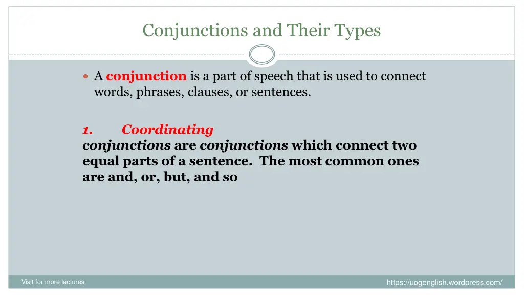 conjunctions and their types