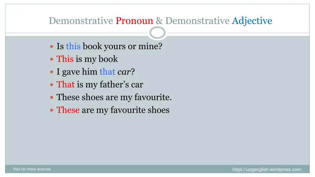 demonstrative pronoun demonstrative adjective 1