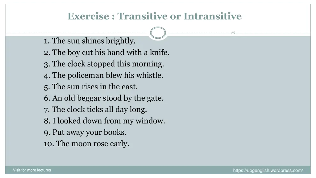 exercise transitive or intransitive