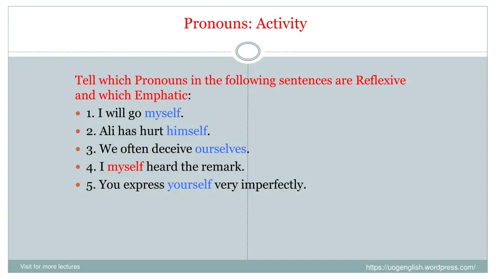 pronouns activity 1