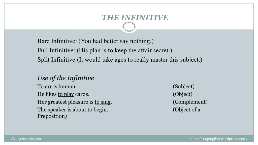 the infinitive